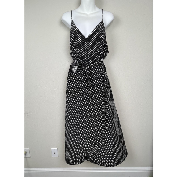 AYR Dresses & Skirts - AYR Silk faux wrap Black and White Polka Dot Midi Dress